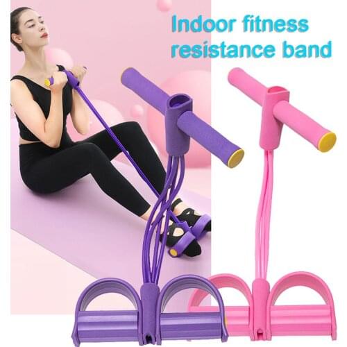 Elastic 4 Tubes Pull Rope Belly Resistance Tension Band Sport Training Tool Fitness Equipment Accessories