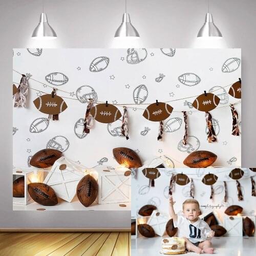 Football Newborn Portrait Photography Backdrop Photo Shoot Children Kids Birthday Background Photocall Soccer Party Video Props