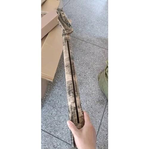 One piece of Flame Maple Electric Guitar Neck 22 Fret maple Fretboard Abalone Dots Inlay
