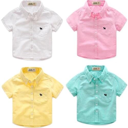 Boy Cotton Short-sleeved Shirt Summer Summer New Childrens Shirt Childrens Baby Shirt Tide