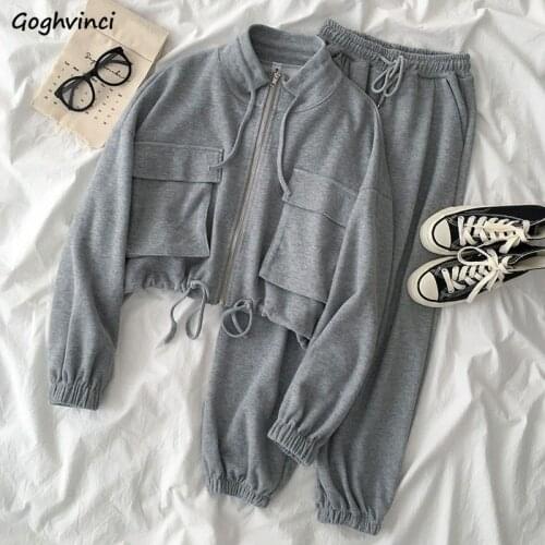 Pant Sets Womens Spring Simple Loose Daily Chic Pockets Vintage Soft New Korean Style Solid Streetwear Fit Leisure Two Pieces