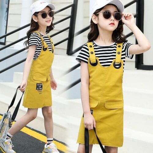 DIIMUU Girls Clothing Sets New Summer Short Sleeve T-shirt & Skirt 2Pcs for Kids Clothing Sets Baby Clothes Outfits 4-13 Years