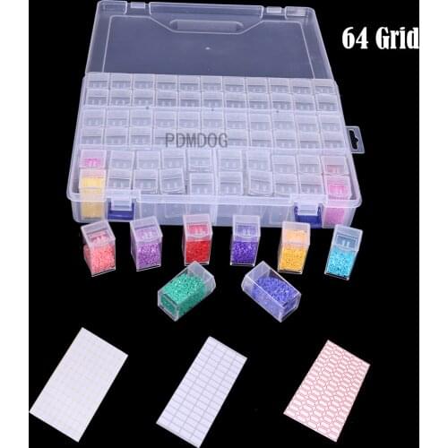 Diamond Painting Storage Box with 64/128/192/256 Grids Portable Bead Storage Container 5d Diamond Embroidery Accessories Tools