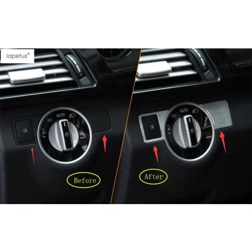 Lapetus Accessories For Mercedes Benz E CLASS W212 Sedan 2011 - 2015 Front Head Light Headlamp Switches Button Cover Kit Trim