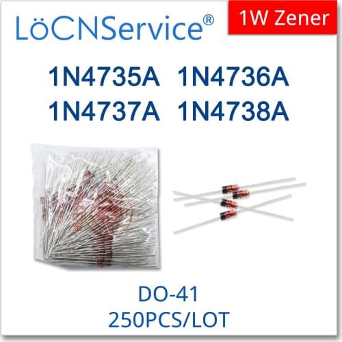 LoCNService 250PCS 1W DO41 1N4735A 1N4736A 1N4737A 1N4738A 6.2V 6.8V 7.5V 8.2V Silicon Planar Power Zener Diodes High quality
