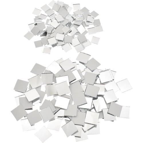Lychee Life 100 Pieces Small Square Glass Mirror Mosaic Tiles Bulk For DIY Craft Supplies Home Decoration Materials