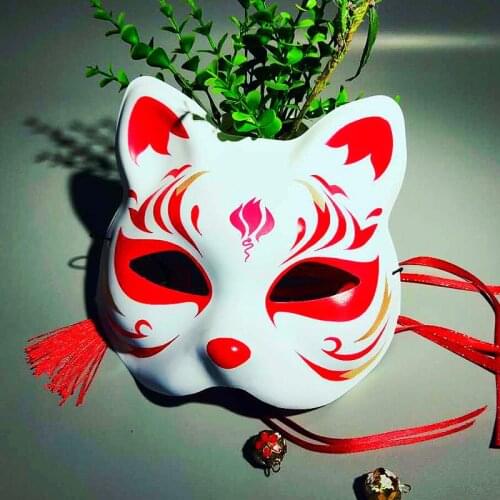 Japan Style Fox Mask Hand-painted Cat PVC Half Face Masks Halloween Cosplay Costume Party Masquerade Ball Prop For Woman Girls