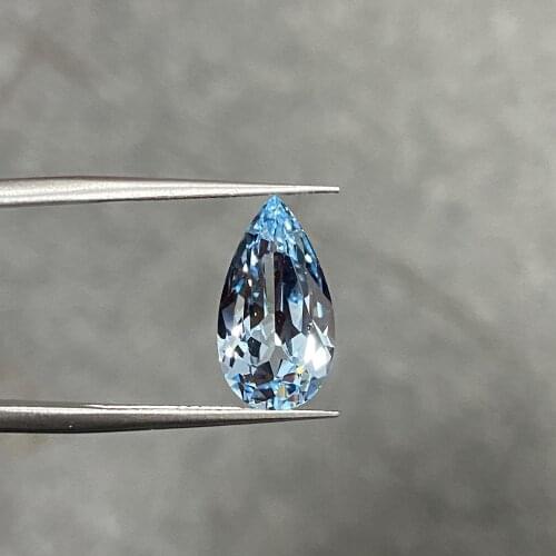Meisidian Drop Shape 5 Carat 8x15mm Lab Santa Maria Aquamarine Loose Gemstnoe For Ring Making