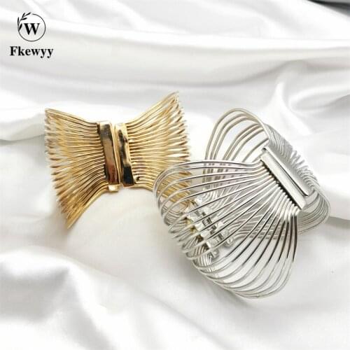 Fkewy Fashion Cuff Bracelet Gothic Gold Plated Jewelry Curve Personality Bracelets For Women Charm Gothic Accessories Festival