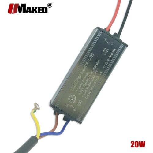 High power LED Driver 20W 600ma Waterproof Lighting Transformer IP67 Power Supply Diy Spotlight Source Input AC85-265V output DC