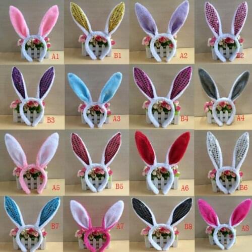 Rabbit Ears Headband Easter Party Cosplay Decorations Women Tail Necktie Birthday Party Costume Prop Hairbands gift SN1667