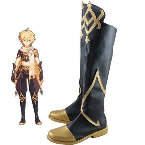Genshin Impact Cosplay Shoes Genshin Impact Traveler Aether Cosplay Boots Carnival Halloween Women/Men Shoes