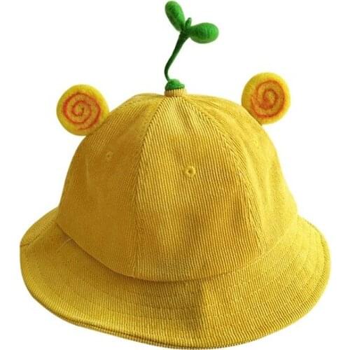 2021 High Quality Unisex Summer Bucket Hat Sunscreen Corduroy Bean Sprouts Cartoon Animal Leisure Fisherman Hat Sun Hat Panama