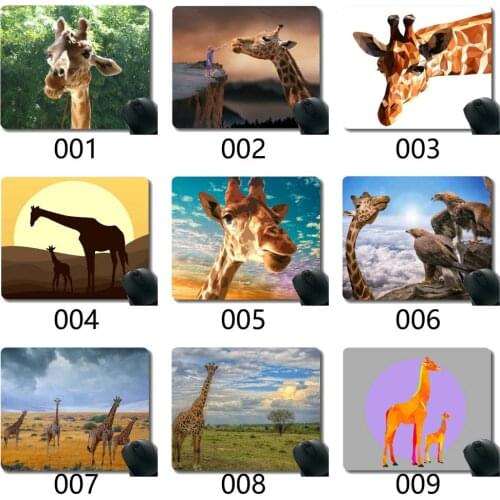 Rectangle Mouse Pad,Moon tree art giraffe black Rubber Mousepad Stitched Edges