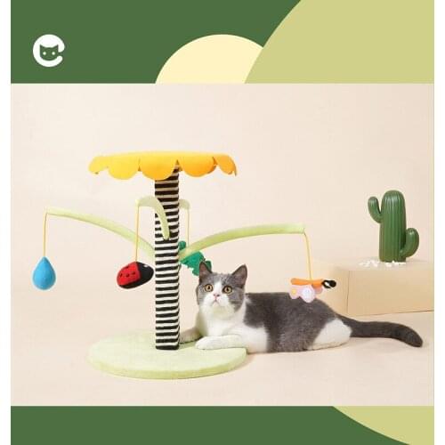 Cat Climbing Frame with Hanging Ball Toys Multifunction Cat Scratching Tree Scratcher Column Jumping Platform Kitten Toy House