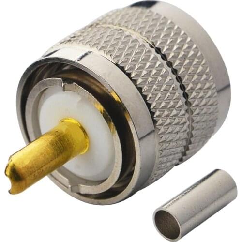 UHF Plug Jack Male Pl259 Crimp Connector Adapter For RG316 RG174 RG178 LMR100 Cable 2PCS Brass Nickelplated 50 ohm