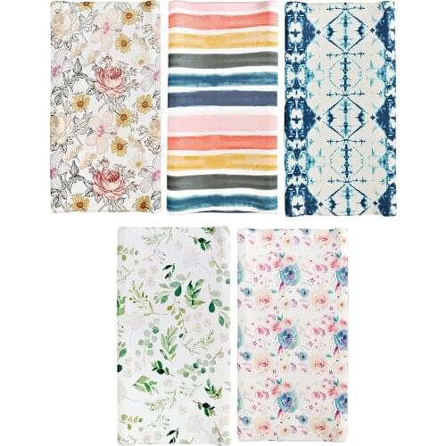 Baby Changing Pad Cover Reusable Floral Print Fitted Crib Sheet Infant or Toddler Bed Nursery Unisex Diaper Change Table Sheet