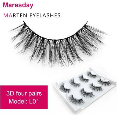 4Pairs 3D Mink Lashes Natural False Eyelashes Dramatic Volume Hand-made Fake Lashes Extension Silk Eyelashes Natural Cosmetics