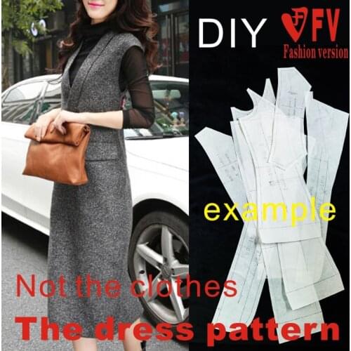 Autumn and winter long skirt pattern womens woolen coat dress design drawing clothing cutting drawing BLQ-447