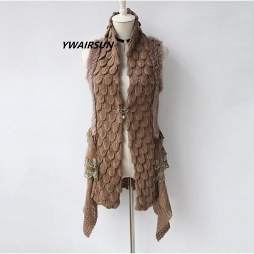 YWAIRSUN Fur rabbit wool shawl female scarf poncho cloak woven vest ladies autumn winter fish scale knitted vest hollow gift hot