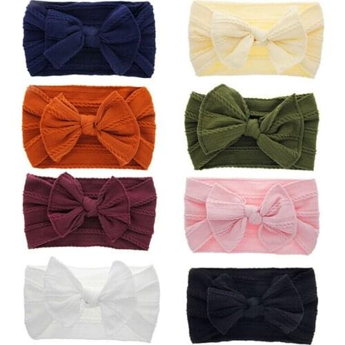 Baby Accessories Kid Girl Baby Broad Headband Toddler Cotton Linen Fashion Bow Hemp Pattern Hair Band Solid Photo Props