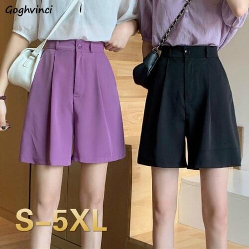 Shorts Women Solid Button Fly Pocket Plus Size 5XL High Waist Summer All-match Harajuku Casual Trendy Ulzzang Elegant Loose New