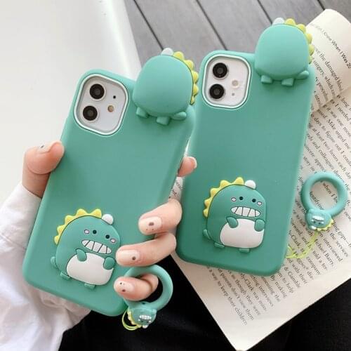 3D dinosaur Cartoon silicone Cover For iphone 12 11 ProMax Phone Case Grinning monster for X XR XSMAX 6 6s 7 8 Plus Soft shell