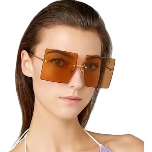 Oversized Sunglasses Women Brand Designer Metal Square Eyewear 2021 New Female Shades Big Mirror Sun Glasses Superstar oculos