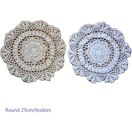 Modern Lace cotton round table mat cloth kitchen crochet Placemat place mat Doily dining tea Cup mug drink Coaster glass Pad
