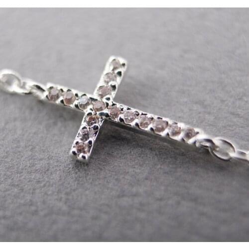 Rhinestone Sideway Cross Bracelet -- Gold /Silver 2 colors Free combination
