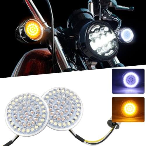 LED Turn Signals Motorcycles Indicator Light Inserts with Covers For Harley Softail Sportster Touring Dyna 2012-2017 Amber White