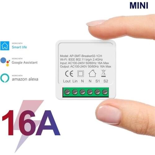 16A Mini Smart Wifi DIY Switch Supports 2 Way Control Smart Home Automation Module Works For Alexa Google Home Smart Life App