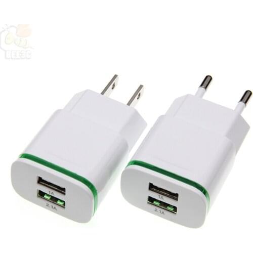 Quick Charger 2usb 2 USB LED Universal Phone Charger for Samsung Xiaomi Huawei iphone Power Adapter Tablet display 5 V 2A 300pcs