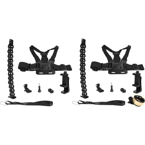 Universal Chest Mount Harness Fully Adjustable Chest Strap Includes J-Hook / Thumbscrew for Mobile Phones for Travel on Foot