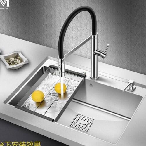 Kitchen Thickened 4mm Sink Large Single Tank 304 Stainless Steel Handmade On-stage And Under-stage Sink Set
