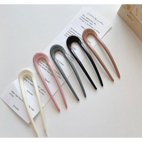Japan Hair Sticks Plastic Women Hairclip Simple Colorful U Shape Hairpins Hair Sticks Bun Maker Hair Accessories Headwear