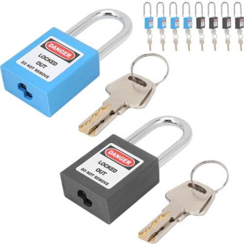 Sliding bolt door lock with sliding bolt 5 Sets 1.5in Safety Padlocks Steel Beam Insulated Lock with Keys for Industry Machine