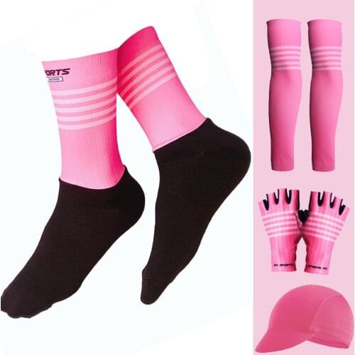 Women Cycling Gloves Half Finger Outdoor Sports Socks Men Anti-Slip Breathable Mtb Road Bike Sleeves Running Riding Cuffs Sets