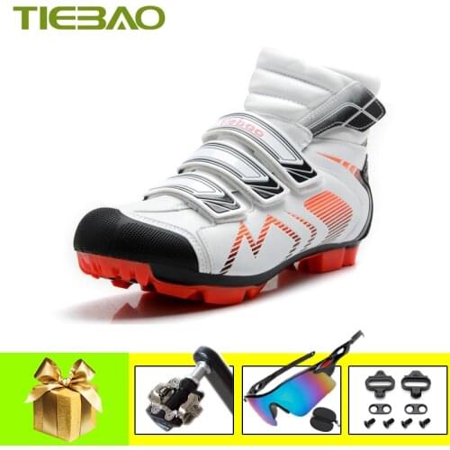 Tiebao Winter Mountain Bike Sneakers Men Women Sapatilha Ciclismo Mtb Bicyle Pedals Keep Warm Breathable Self-locking