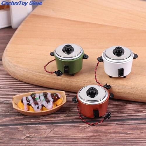 1pc 2020 New DIY Miniature White Black Rice Cooker Kitchen Accessories Decoration Craft For 1:12 Dollhouse Accessory Kids Toys