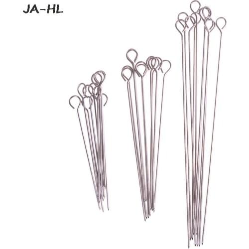 10pcs Outdoor Camping Picnic Meat Goose Round Roast Skewers Stick Stainless Steel BBQ Needle Barbeque Skewers Kitchen Utensils