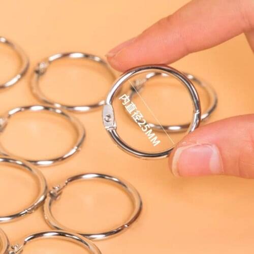 100pcs Notebook Loose Leaf Metal Binder Hinged Rings Circle Book Hoops Album Ring Clips Craft Photo Stationery Office Supply
