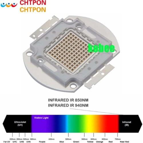 100W LED IR 730Nm 850Nm 940Nm COB Infrared Radiation Bulbs Detect Sensor Laser FlashlightHigh Power
