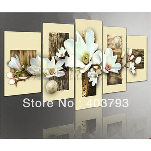5panels modern asbrtac fashion oil painting for decoration modern flower canvas art home decor