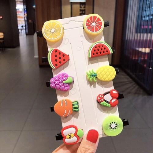6/10pcs Baby Girls Cartoon Hairpin For Women Children Rainbow Cream Hair Clip Kids Flower Candy Fruit Barrette Hair Accessories