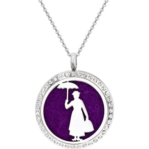 30mm Diffuser Locket Essential Oil 316L Stainless Steel Necklace Chain Jewelry Free 10pads Pet Collar Gift Compass Dog Breeds