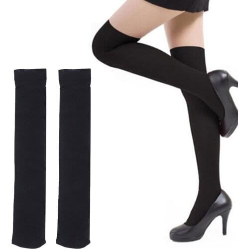 Womens Socks Girls Fashion Opaque Over Knee Thigh High Elastic Sexy Stockings Black/White/Apricot