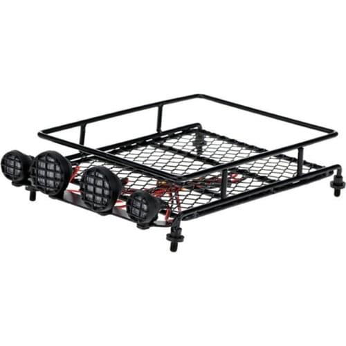 ​For 1/10 TRAXXAS TAMIYA CC01 AXIAL SCX10 RC Crawler Accessories RC Car Roof Rack Luggage Rack with LED Light Spotlight