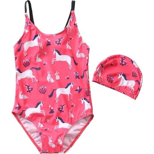 For 2~8Y Girls Swimwear New 2019 Girl Unicorn swimsuit one piece Children Swimsuit Kids Tankini Bathing Suit Beachwear-SW345