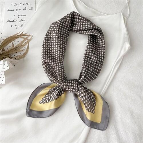 Elegant Square Scarf Print Female Neck Tie Soft Women Silk Satin Hair Hand Bag Fashion Foulard Head Kerchief Shawl Hijab Bandana